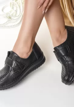 Pantofi dama casual negri din piele ecologica tani imagine