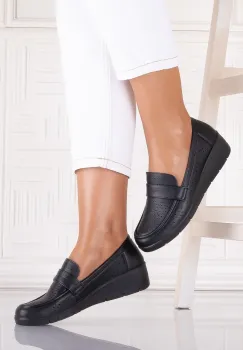 Pantofi dama casual Negri din Piele Ecologica Tenela imagine