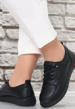 Pantofi dama casual Negri din Piele Ecologica Turina imagine