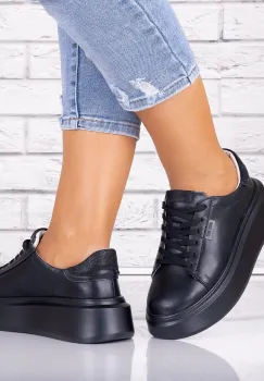 Pantofi dama casual Negri din Piele Naturala Arselia imagine