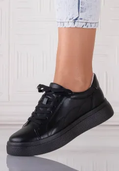 Pantofi dama casual Negri din Piele Naturala Carisna imagine