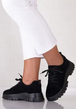Pantofi dama casual Negri din Piele Naturala Intoarsa Alisma imagine