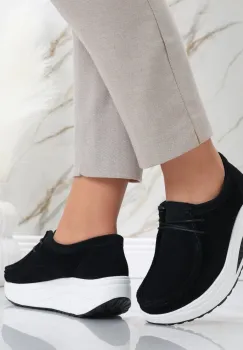 Pantofi dama casual Negri din Piele Naturala Intoarsa Oscara imagine