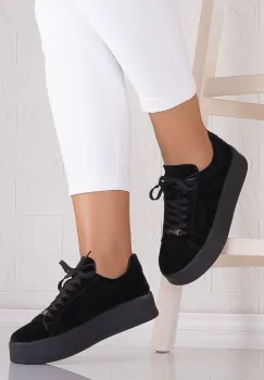 Pantofi dama casual Negri din Piele Naturala Intoarsa Semila imagine