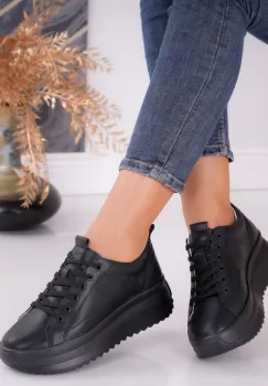 Pantofi dama casual Negri din Piele Naturala Shula imagine