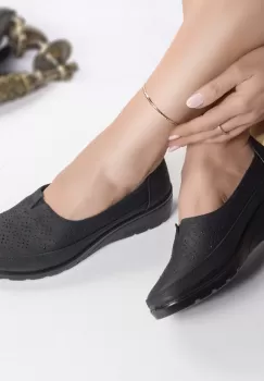 Pantofi dama casual negri piele ecologica resa imagine