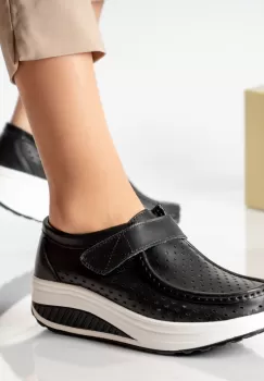 Pantofi dama casual negri piele naturala rula imagine