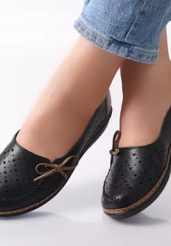 Pantofi dama casual Negru/Kaki din Piele Ecologica Norte imagine