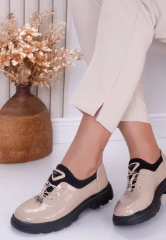Pantofi dama casual Nude din Piele Ecologica Lacuita Malik imagine