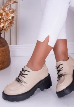 Pantofi dama casual Nude din Piele Ecologica Loris imagine