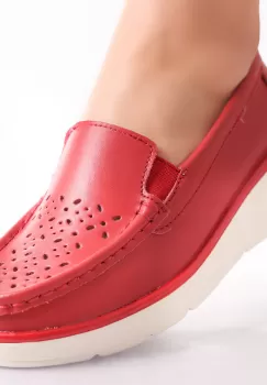 Pantofi dama casual Rosii din Piele Naturala Avril imagine