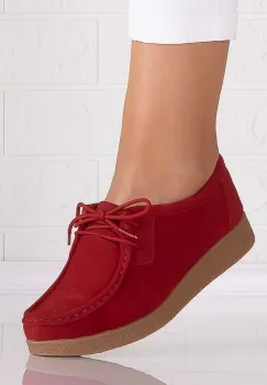 Pantofi dama casual Rosii din Piele Naturala Intoarsa Alenasa imagine