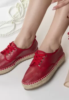 Pantofi dama casual rosii din piele naturala vuida imagine
