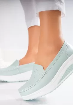 Pantofi dama casual Turcoaz piele naturala nancy imagine