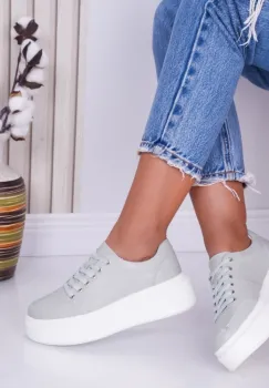 Pantofi dama casual Verde Menta din Piele Naturala Bria imagine