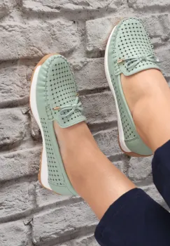 Pantofi dama casual Verzi din Piele Naturala Alinca imagine