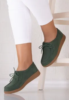 Pantofi dama casual Verzi din Piele Naturala Intoarsa Alenasa imagine
