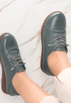 Pantofi dama casual Verzi din Piele Naturala Samiana imagine