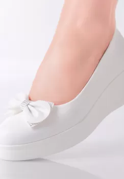 Pantofi Dama cu Platforma Albi din Piele Ecologica Inloy imagine