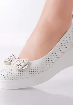 Pantofi Dama cu Platforma Albi din Piele Ecologica Yolina imagine