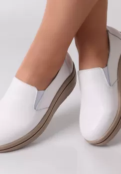 Pantofi dama cu Platforma Albi din Piele Naturala Latifa imagine