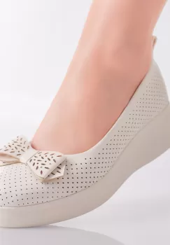 Pantofi Dama cu Platforma Bej din Piele Ecologica Yolina imagine