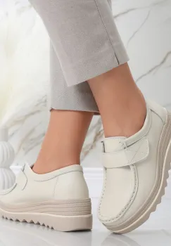 Pantofi dama cu platforma Bej din Piele Naturala Anera imagine
