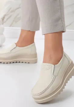 Pantofi dama cu platforma Bej din Piele Naturala Gabrena imagine