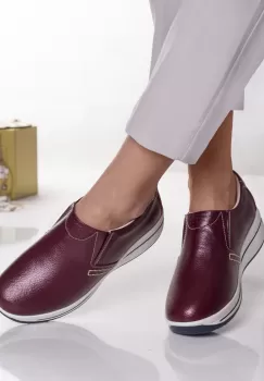 Pantofi dama cu platforma bordo din piele naturala cordie imagine