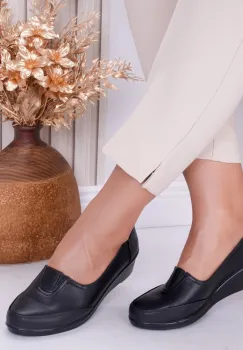 Pantofi dama cu platforma Negri din Piele Ecologica Anely imagine