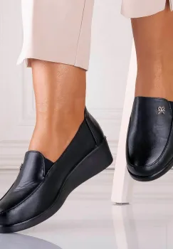 Pantofi dama cu platforma Negri din Piele Ecologica Aosima imagine