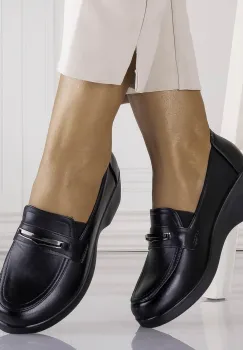 Pantofi dama cu platforma Negri din Piele Ecologica Sadoli imagine