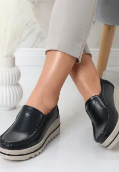 Pantofi dama cu platforma Negri din Piele Naturala Gabrena imagine