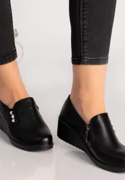 Pantofi dama cu platforma negri piele ecologica alka imagine