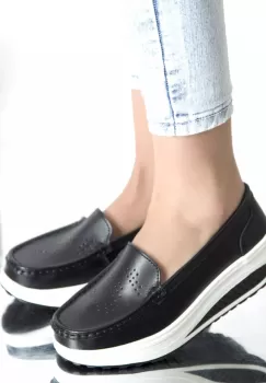 Pantofi dama cu platforma negri piele naturala nancy imagine