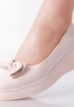 Pantofi Dama cu Platforma Nude din Piele Ecologica Inloy imagine