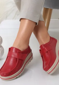 Pantofi dama cu platforma Rosii din Piele Naturala Anera imagine