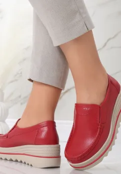 Pantofi dama cu platforma Rosii din Piele Naturala Gabrena imagine