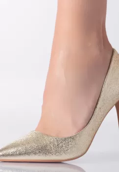 Pantofi dama cu toc Aurii din Piele Ecologica Selen imagine