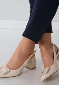 Pantofi dama cu toc Bej din Piele Ecologica Naja imagine