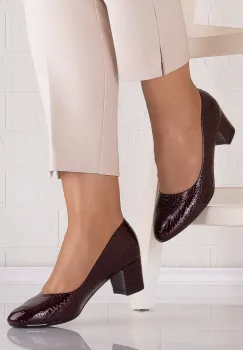 Pantofi dama cu toc Bordo din Piele Ecologica Dira imagine