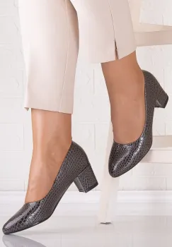 Pantofi dama cu toc Gri din Piele Ecologica Dira imagine