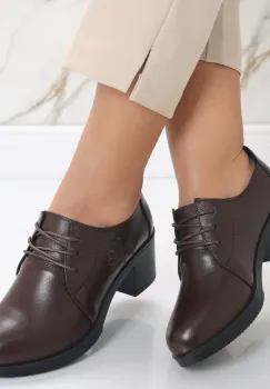 Pantofi dama cu toc Maro din Piele Naturala Krina imagine