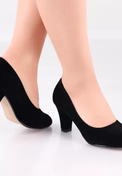 Pantofi dama cu toc Negri din Piele Ecologica Intoarsa Cristea imagine
