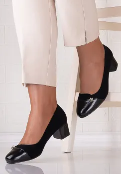 Pantofi dama cu toc Negri din Piele Ecologica Intoarsa Tanipa imagine
