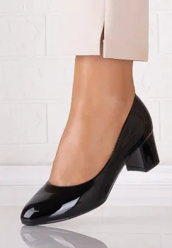 Pantofi dama cu toc Negri din Piele Ecologica Lacuita Adaia imagine