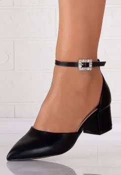 Pantofi dama cu toc Negri din Piele Ecologica Rotana imagine