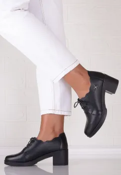 Pantofi dama cu toc Negri din Piele Naturala Aldora imagine