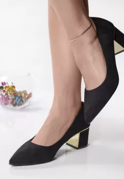 Pantofi dama negri cu toc piele eco intoarsa kila imagine