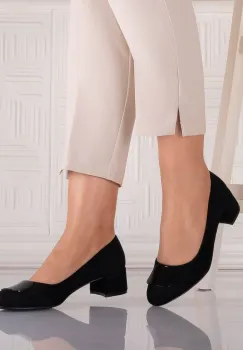 Pantofi dama Negri din Piele Ecologica Intoarsa Mariva imagine